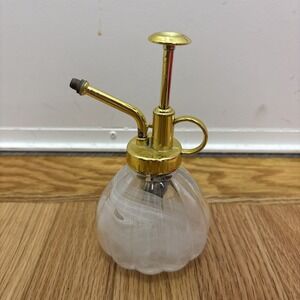 Plant Mister- White Color Glass Bottle & Gold Tone Sprayer